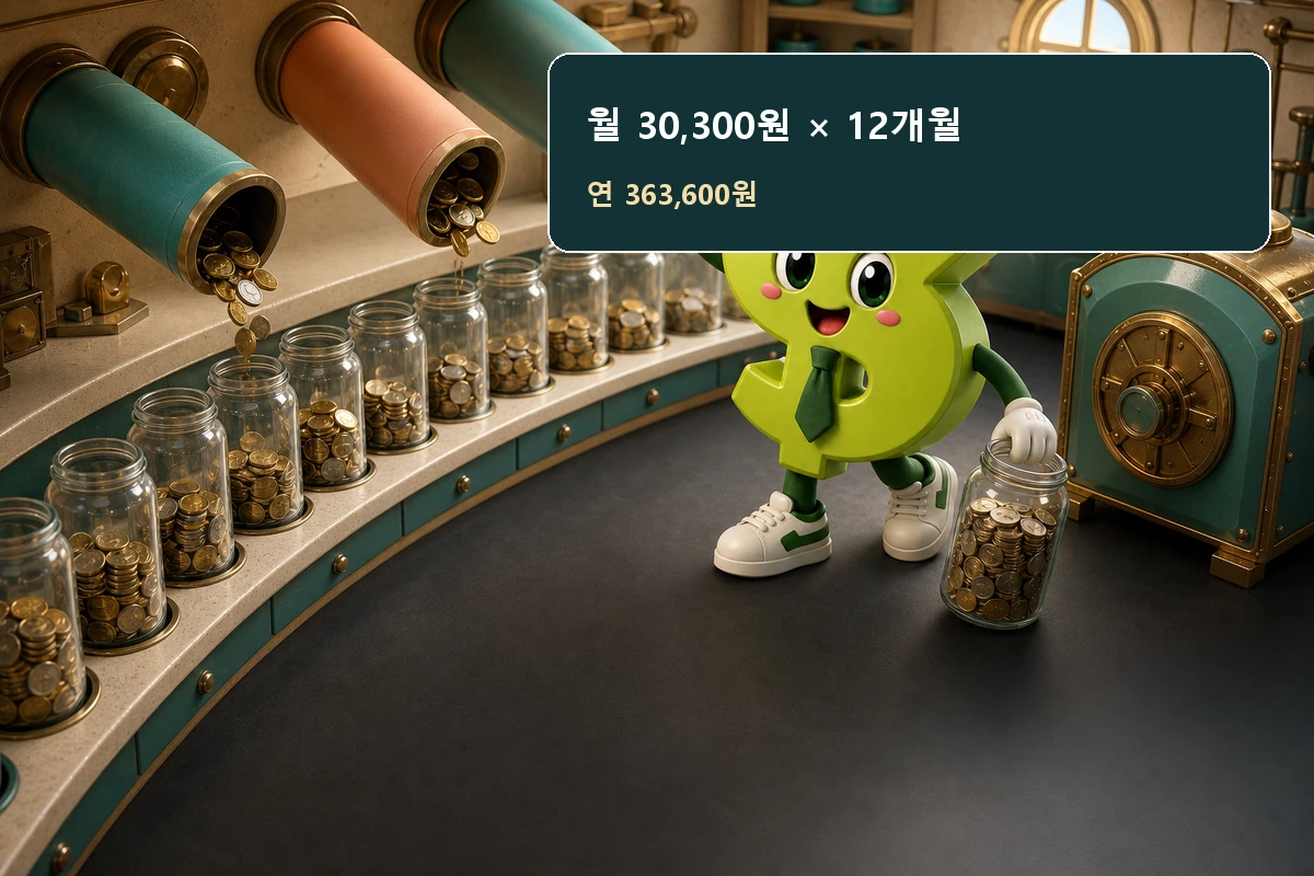자동이체 세 건을 해지해 월 3만300원 연 36만3600원을 절약하는 계산