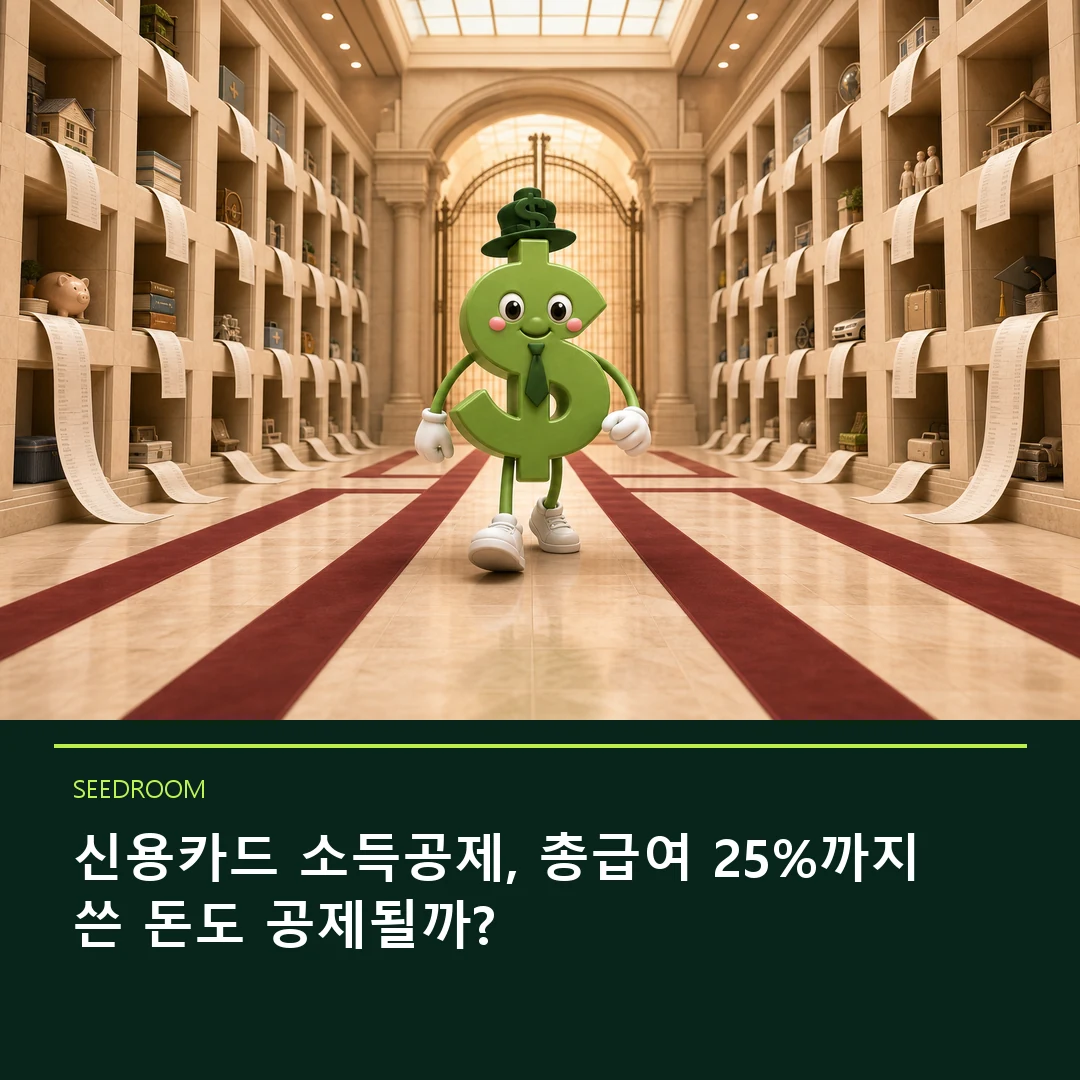 연간 카드 사용액을 공제 문턱 전후로 나누는 달러 몸통 시드룸 캐릭터