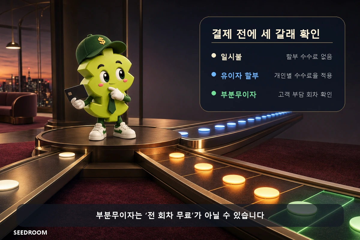 신용카드 일시불 유이자 할부 부분무이자 세 가지 결제 선택 비교
