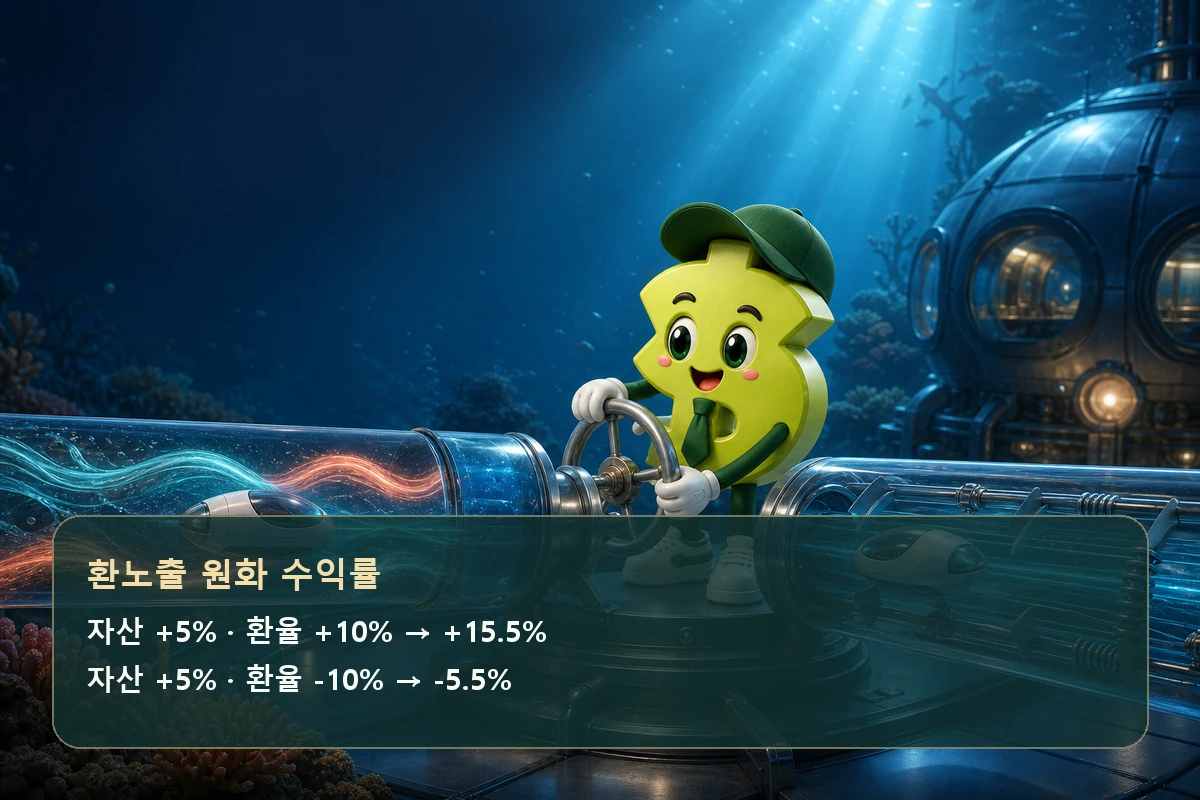 환헤지와 환노출 ETF의 환율 수익률 계산 구조