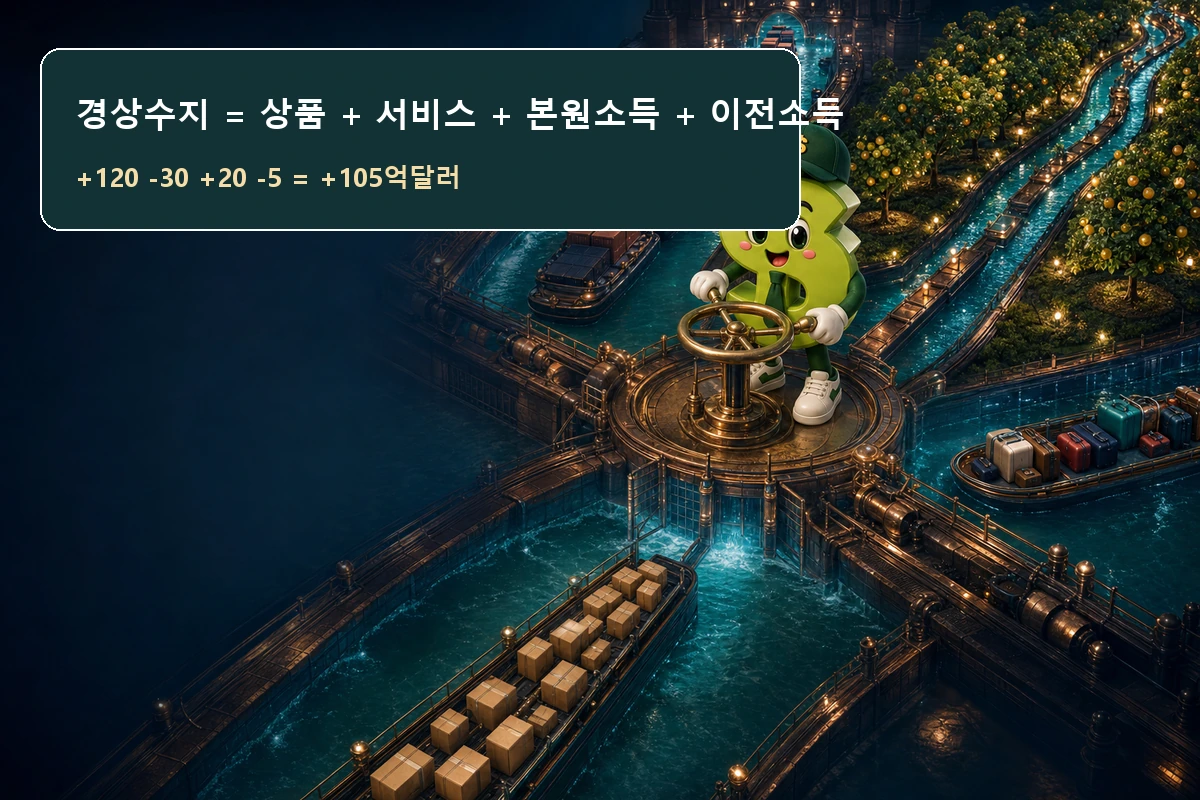 상품 서비스 본원소득 이전소득 네 항목으로 계산하는 경상수지