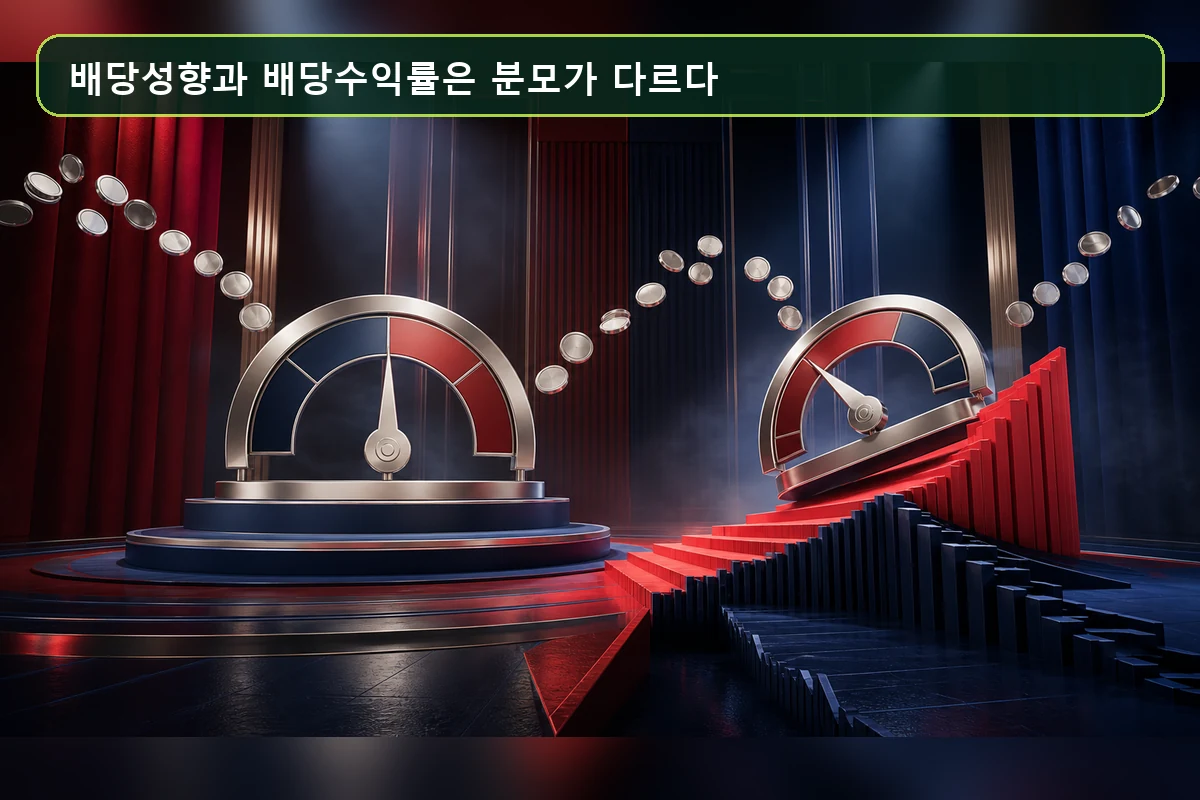 배당성향과 배당수익률의 서로 다른 분모를 보여주는 시장 무대