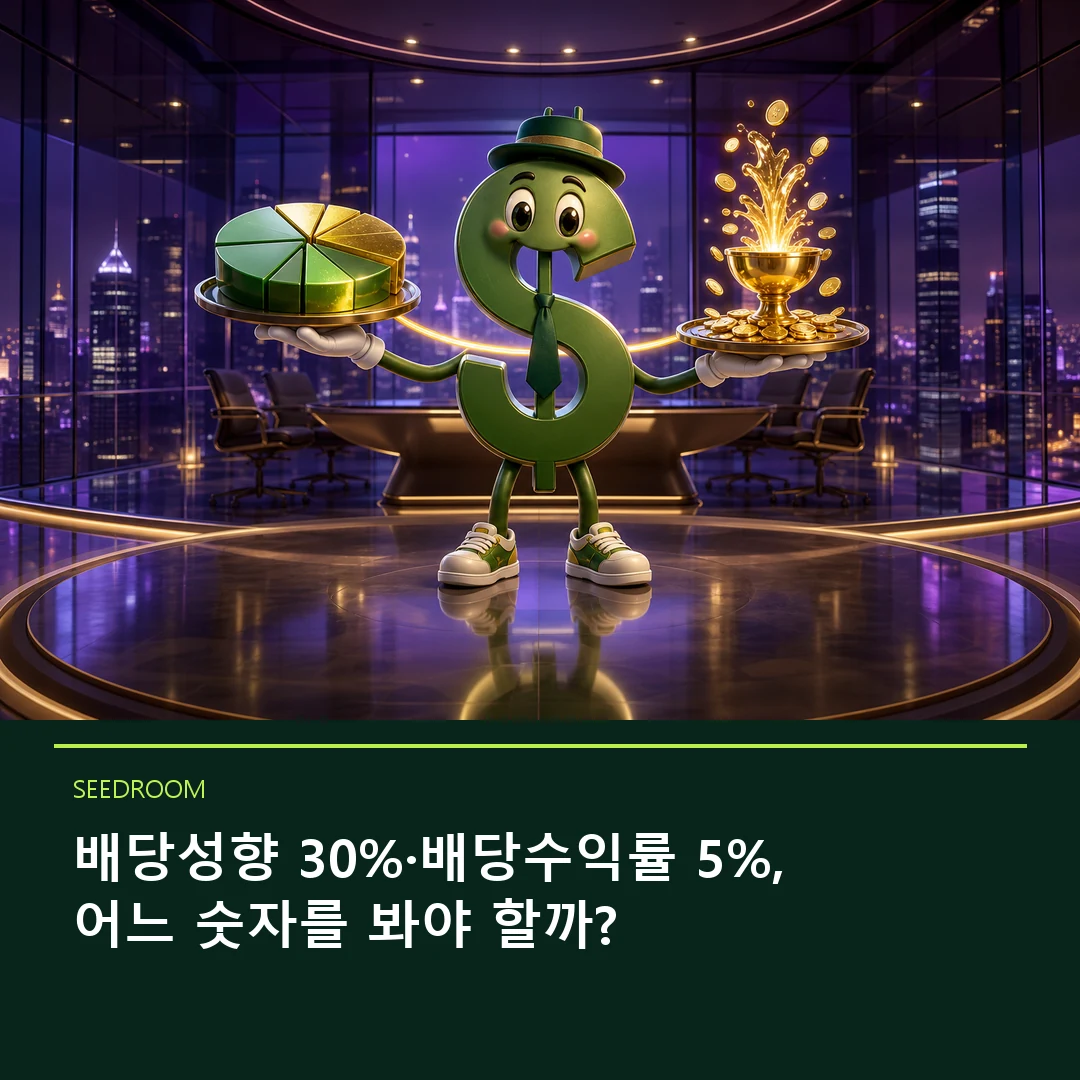 이익 배분과 배당 현금흐름을 양손에 든 달러 몸통 시드룸 캐릭터