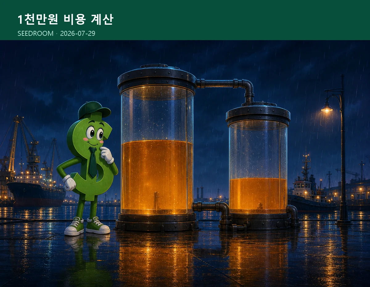 ETF 표시보수와 실제 총비용을 비교하는 항구 장면