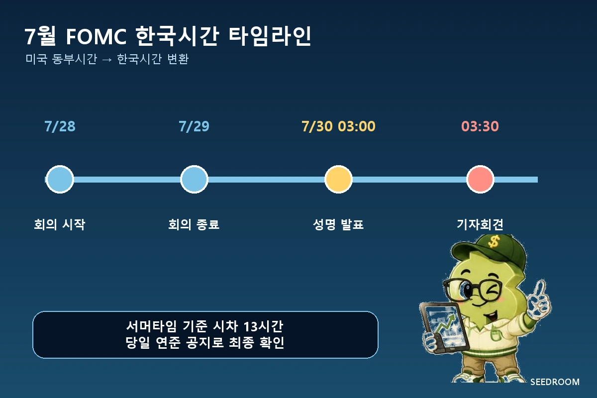 2026년 7월 FOMC 회의와 한국시간 발표 일정표
