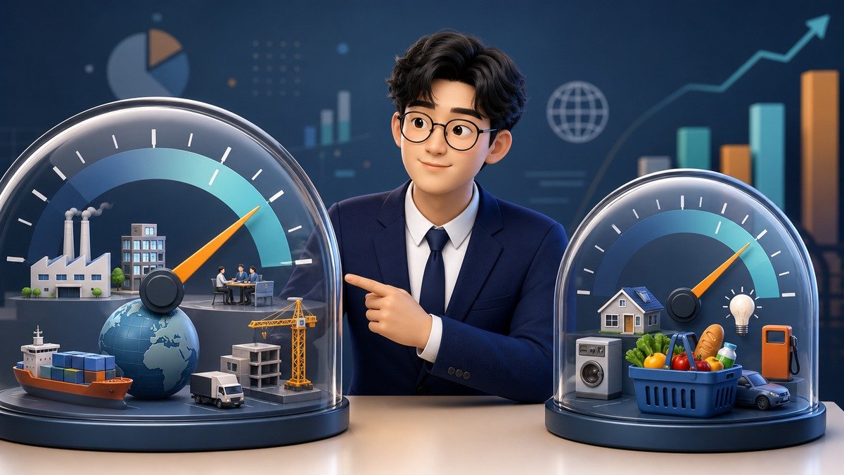 GDP 디플레이터와 소비자물가를 비교하는 시드룸 캐릭터