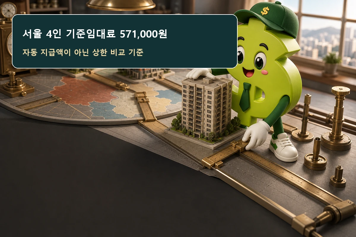 2026 주거급여 서울 4인 가구 기준임대료 57만1000원 상한 비교