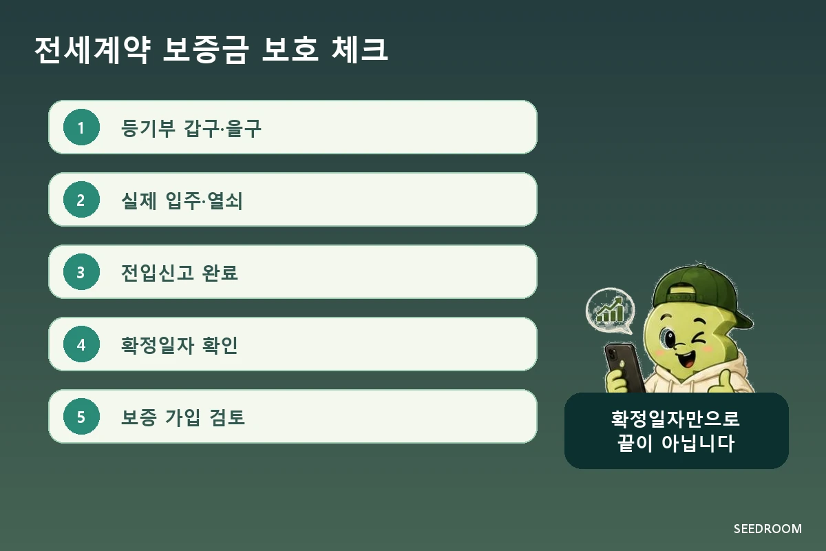 전세계약 전후 등기부 전입신고 확정일자 보증보험 확인 체크리스트