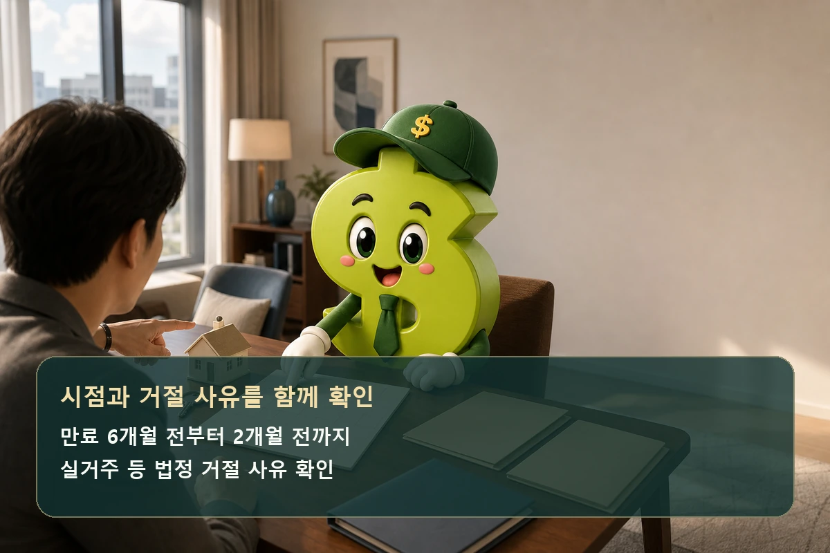 계약갱신요구 시점과 임대인의 법정 거절 사유 확인