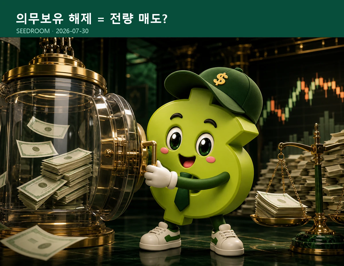 의무보유 해제 물량을 점검하는 달러 몸통 시드룸 캐릭터