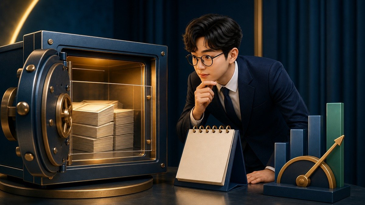잠금이 풀린 주식 물량을 확인하는 시드룸 캐릭터