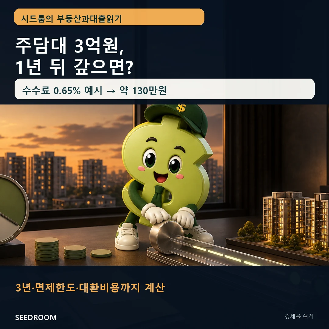 주담대 3억원 1년 뒤 중도상환수수료 계산