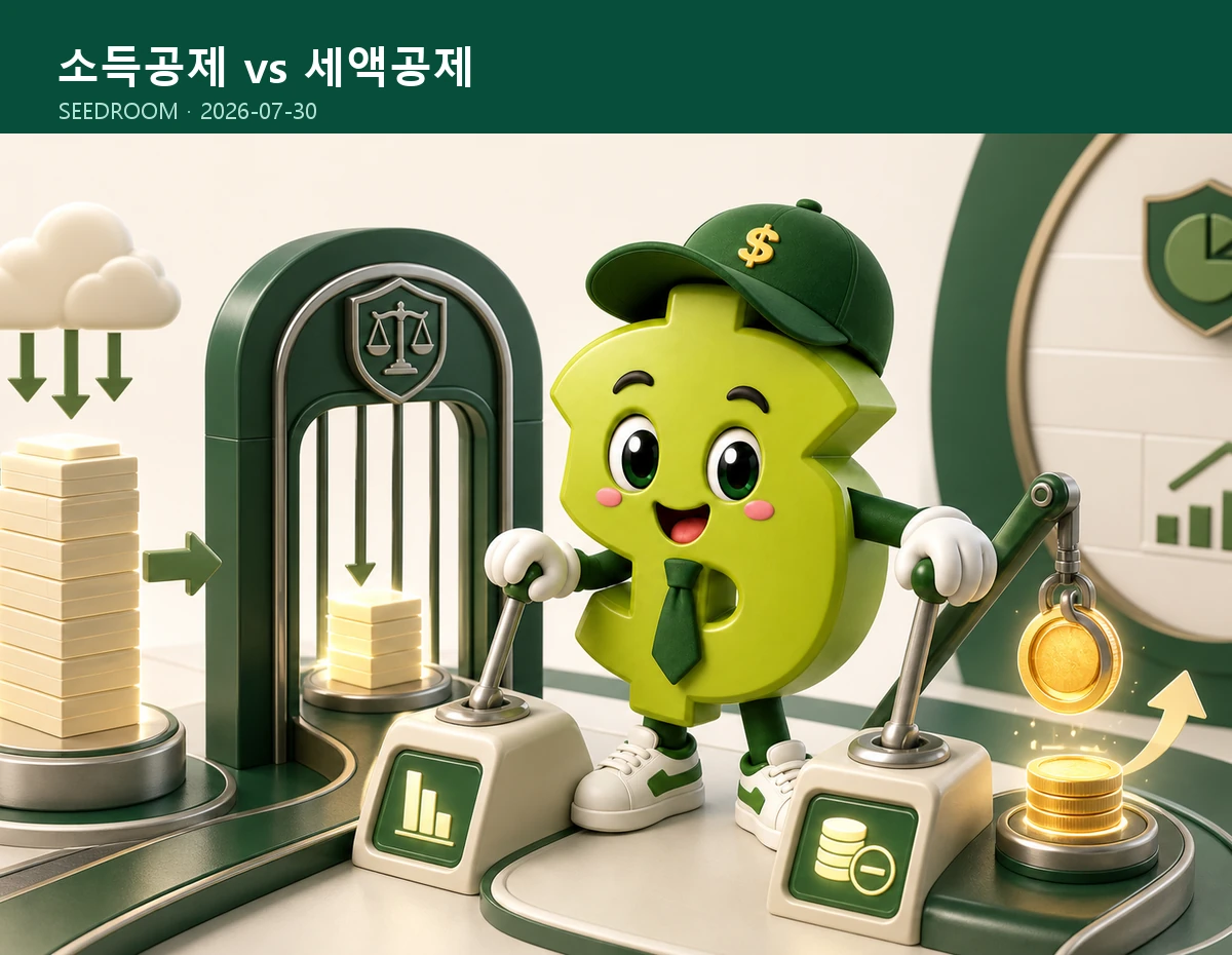 국민연금과 연금저축 공제를 비교하는 달러 몸통 시드룸 캐릭터