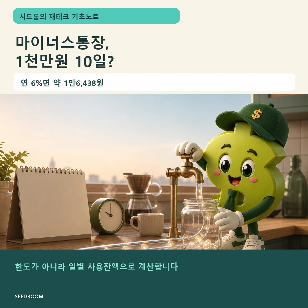 마이너스통장 1천만원을 10일 사용하는 시드룸 캐릭터