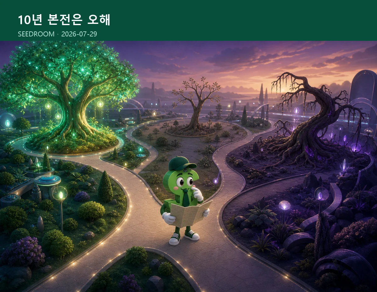 성장 정체 하락 경로를 비교하는 투자 의사결정 정원