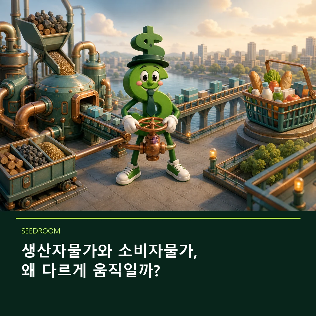 공장과 장바구니 사이 가격 흐름을 조절하는 달러 몸통 시드룸 캐릭터