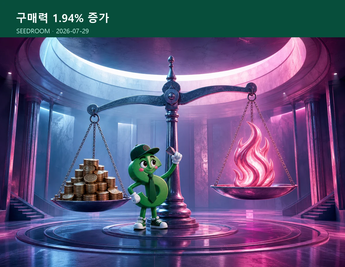 임금 상승과 물가 상승을 저울에 놓은 계산 장면