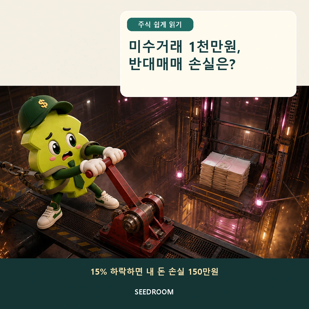 반대매매 비상레버를 당기는 달러 몸통 시드룸 캐릭터