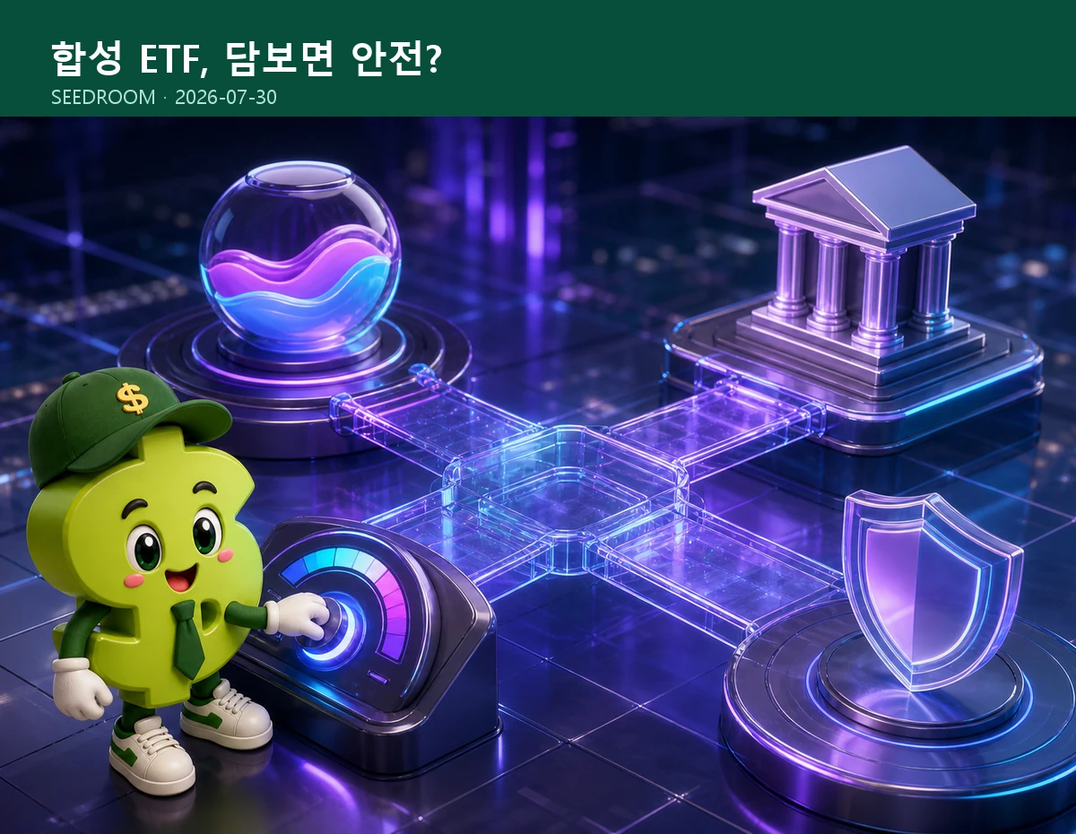 합성 ETF 스왑 위험과 담보를 점검하는 달러 몸통 시드룸 캐릭터