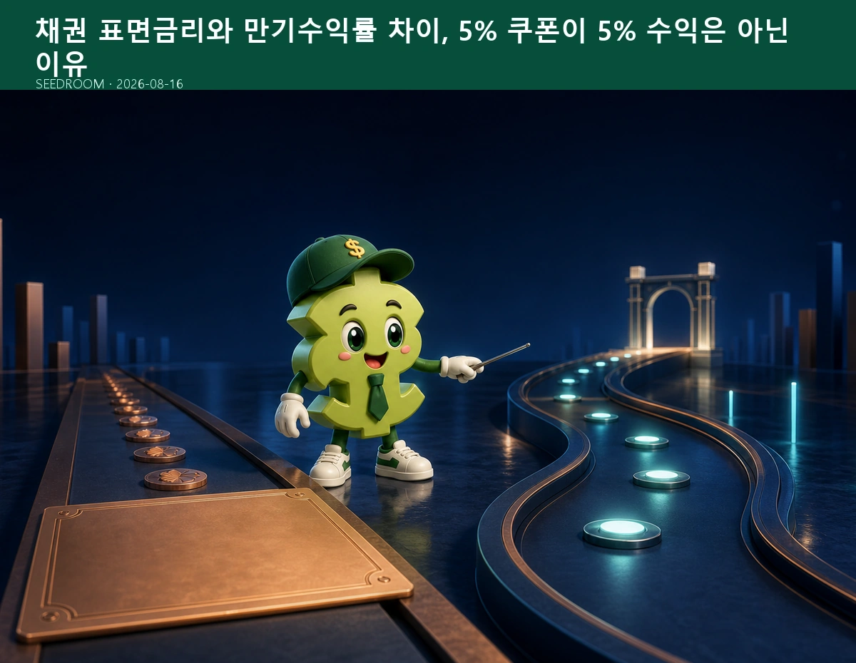 채권 표면금리와 만기수익률을 계산하는 SEEDROOM 달러 캐릭터
