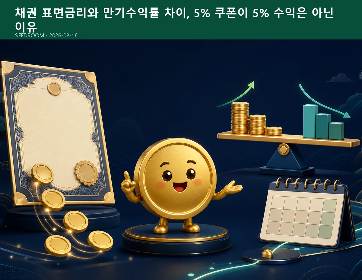 채권 표면금리와 만기수익률을 계산하는 SEEDROOM 달러 캐릭터