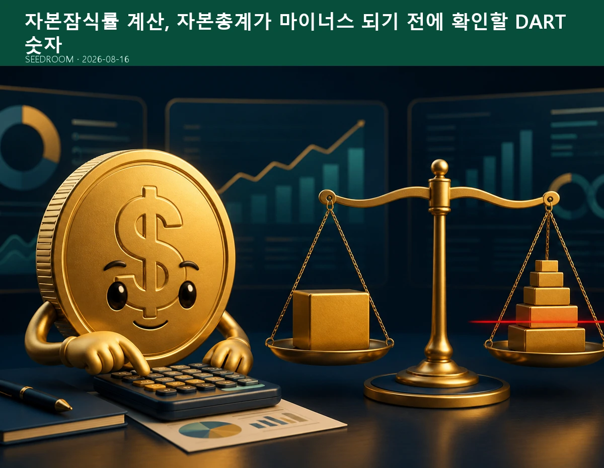 자본잠식률을 재무제표로 계산하는 SEEDROOM 달러 캐릭터