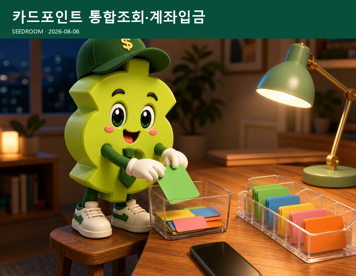 여러 카드포인트를 한곳에 모으는 SEEDROOM 달러 캐릭터