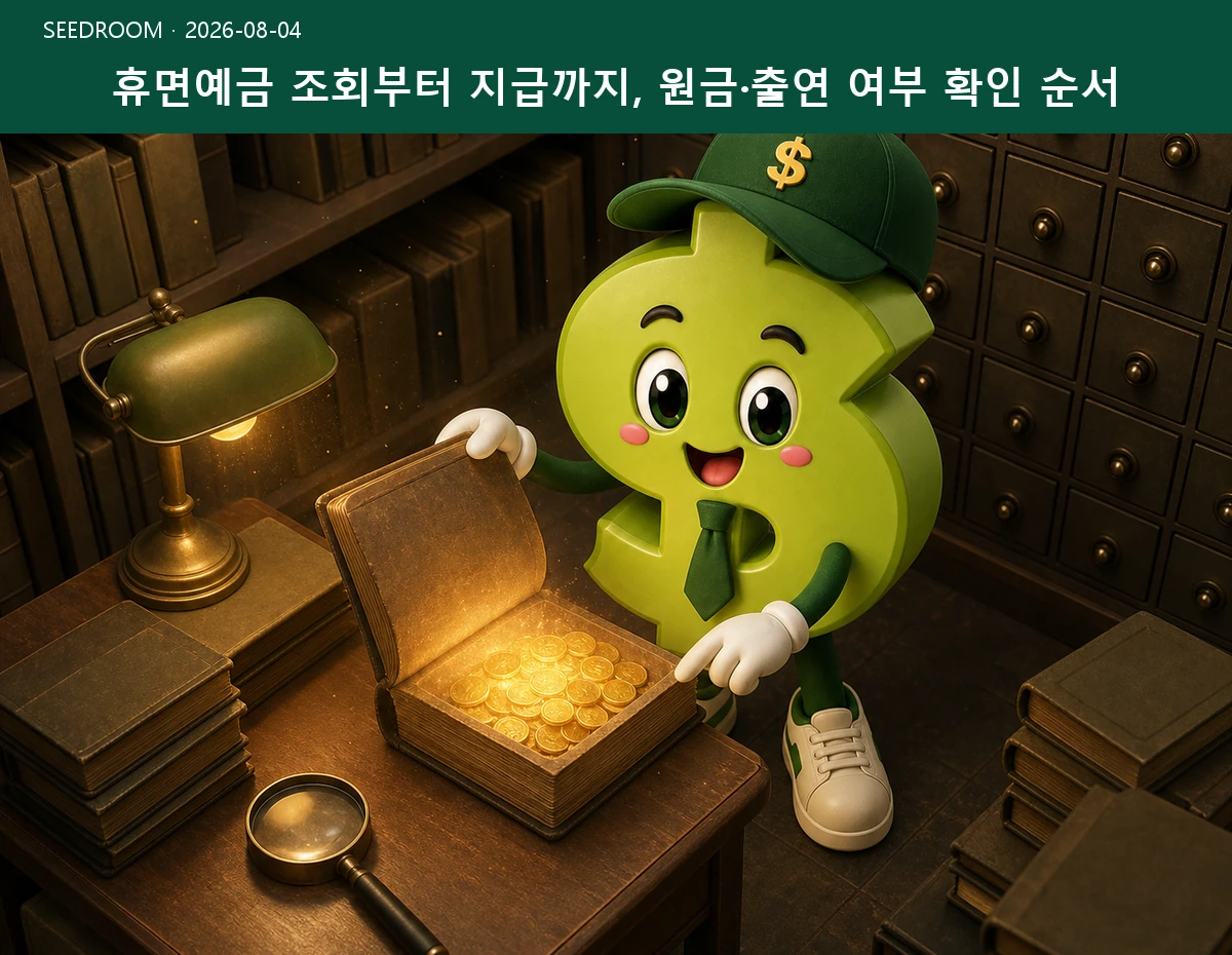 휴면예금 조회부터 지급까지, 원금·출연 여부 확인 순서 SEEDROOM 대표 이미지