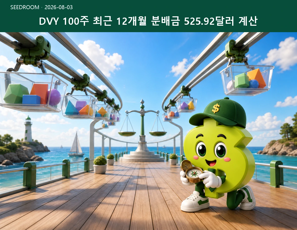 DVY 100주 최근 12개월 분배금 525.92달러 계산 SEEDROOM 대표 이미지