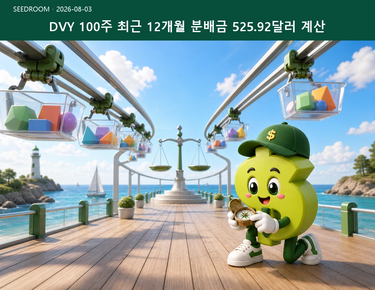 DVY 100주 최근 12개월 분배금 525.92달러 계산 SEEDROOM 대표 이미지
