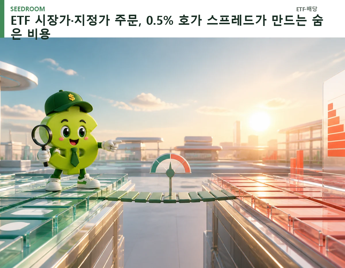 ETF 호가 간격을 건너는 SEEDROOM 달러 캐릭터