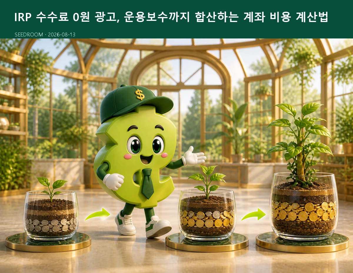 IRP 수수료 구조를 계산하는 SEEDROOM 달러 캐릭터
