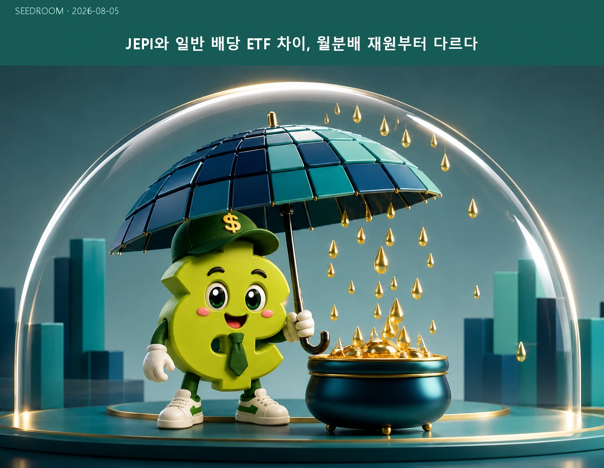 JEPI 월분배와 옵션 프리미엄 구조를 우산으로 표현한 대표 이미지