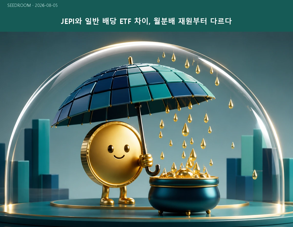 JEPI 월분배와 옵션 프리미엄 구조를 우산으로 표현한 대표 이미지