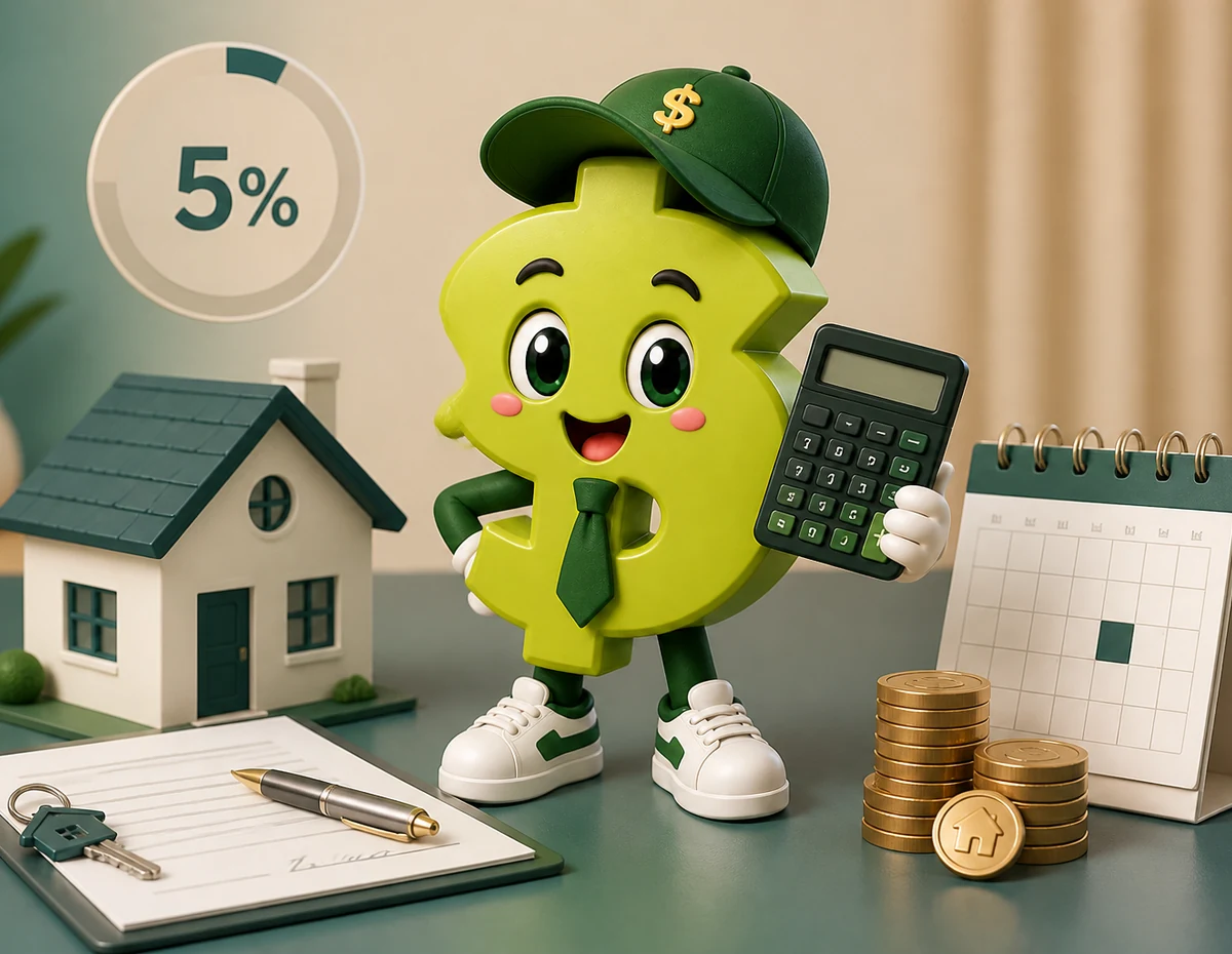 임대차계약서의 보증금과 월세 5% 상한을 계산하는 SEEDROOM 달러 캐릭터