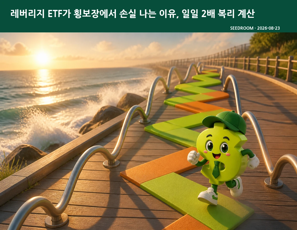 등락 경로를 따라 달리는 SEEDROOM 달러 캐릭터