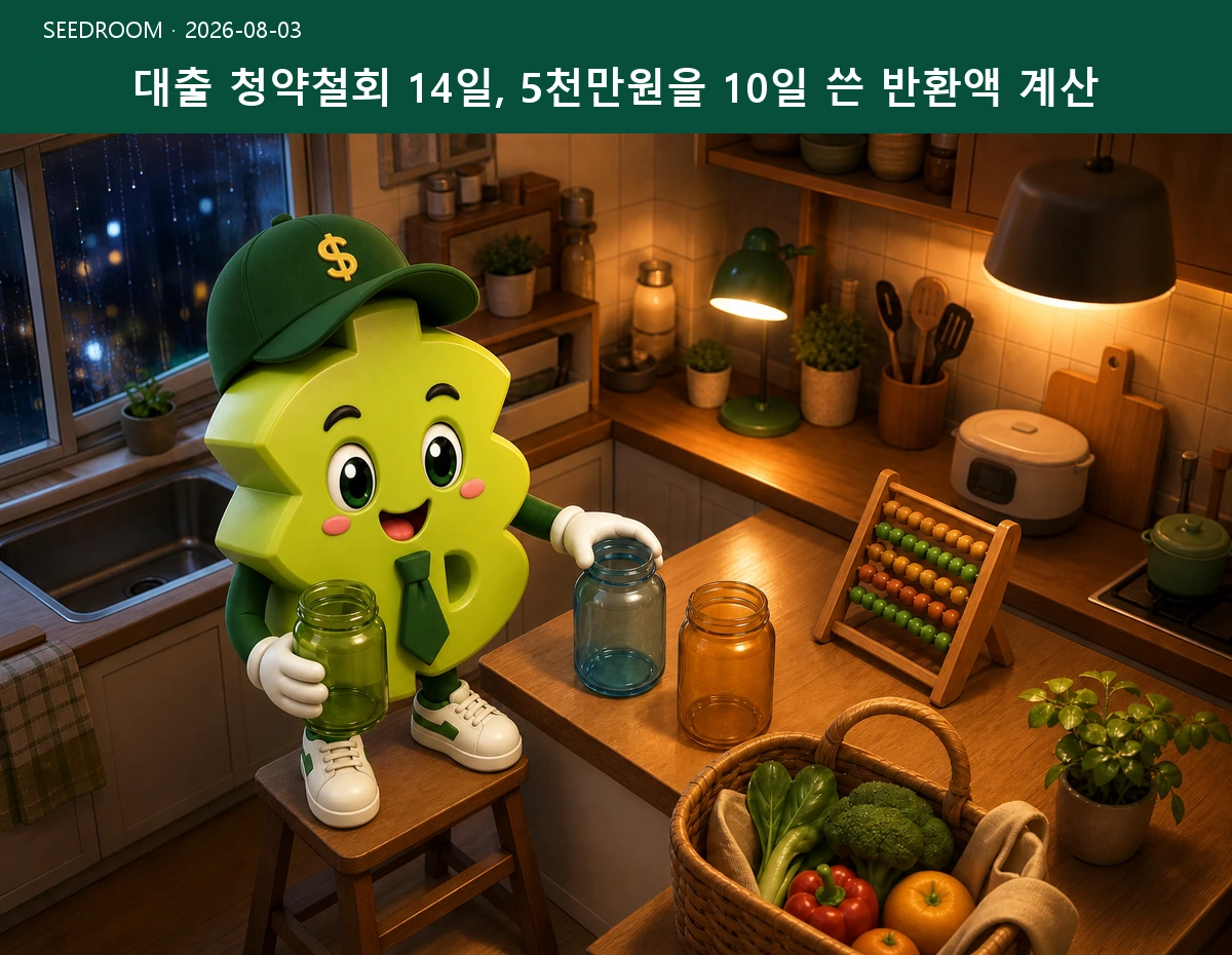 대출 청약철회 14일, 5천만원을 10일 쓴 반환액 계산 SEEDROOM 대표 이미지