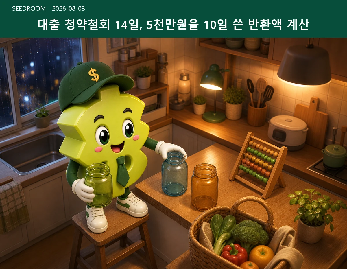 대출 청약철회 14일, 5천만원을 10일 쓴 반환액 계산 SEEDROOM 대표 이미지