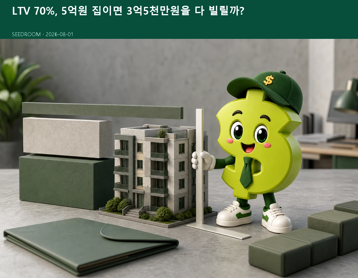 주택가액과 LTV 대출 상한을 측정하는 시드룸 캐릭터