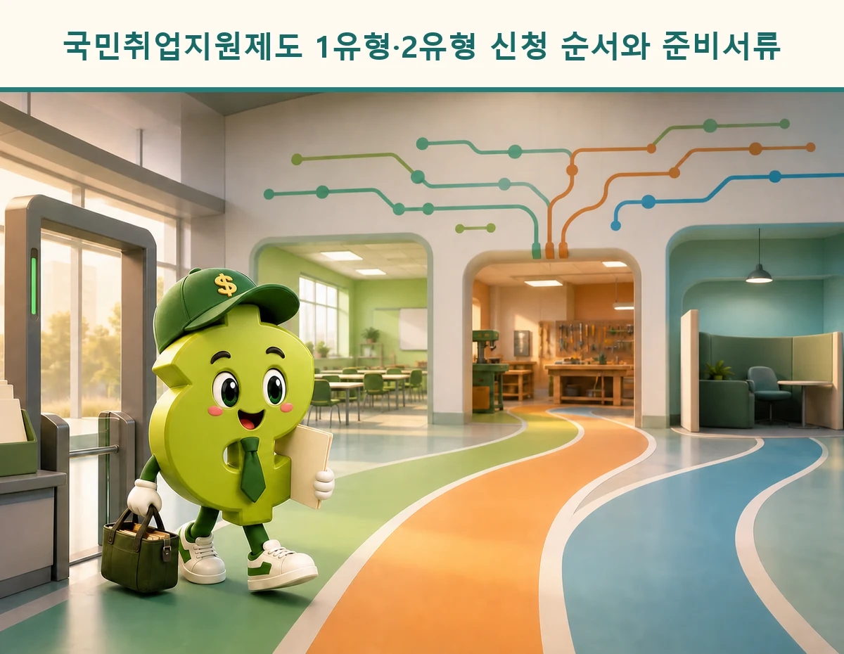 직업훈련 캠퍼스 신청 창구로 들어가는 시드룸 달러 캐릭터