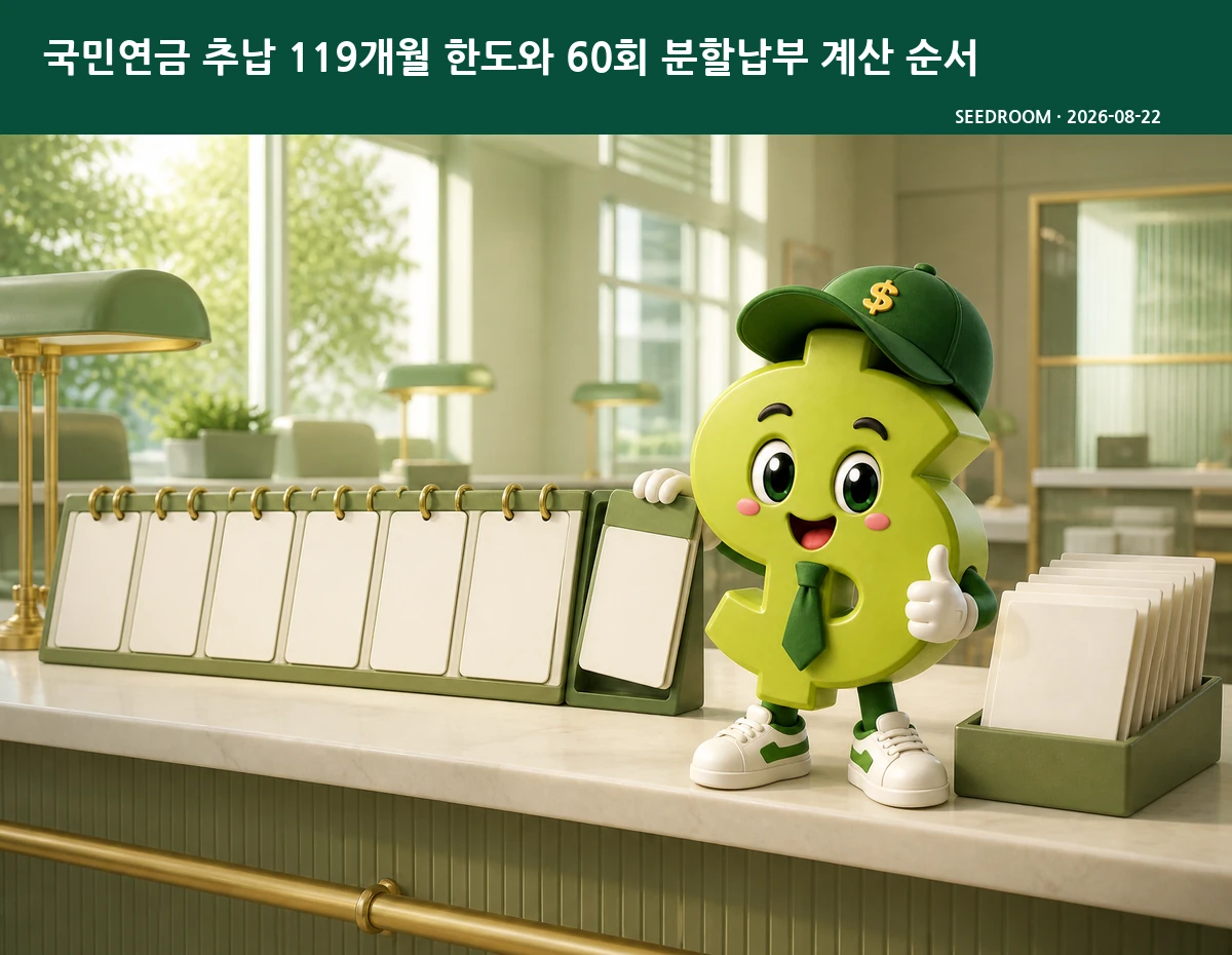 국민연금 가입 공백 달력을 채우는 SEEDROOM 달러 캐릭터