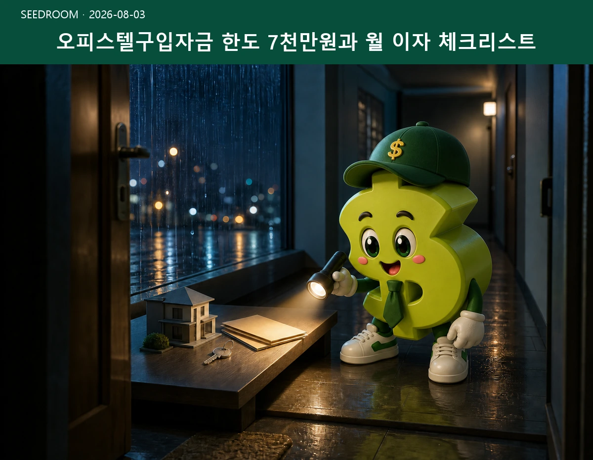 오피스텔구입자금 한도 7천만원과 월 이자 체크리스트 SEEDROOM 대표 이미지