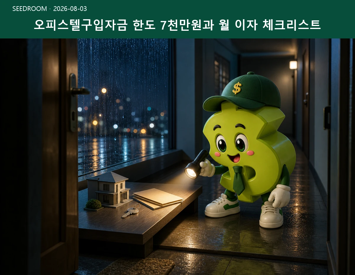 오피스텔구입자금 한도 7천만원과 월 이자 체크리스트 SEEDROOM 대표 이미지
