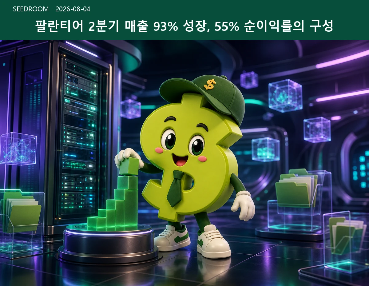 팔란티어 2분기 매출 93% 성장, 55% 순이익률의 구성 SEEDROOM 대표 이미지