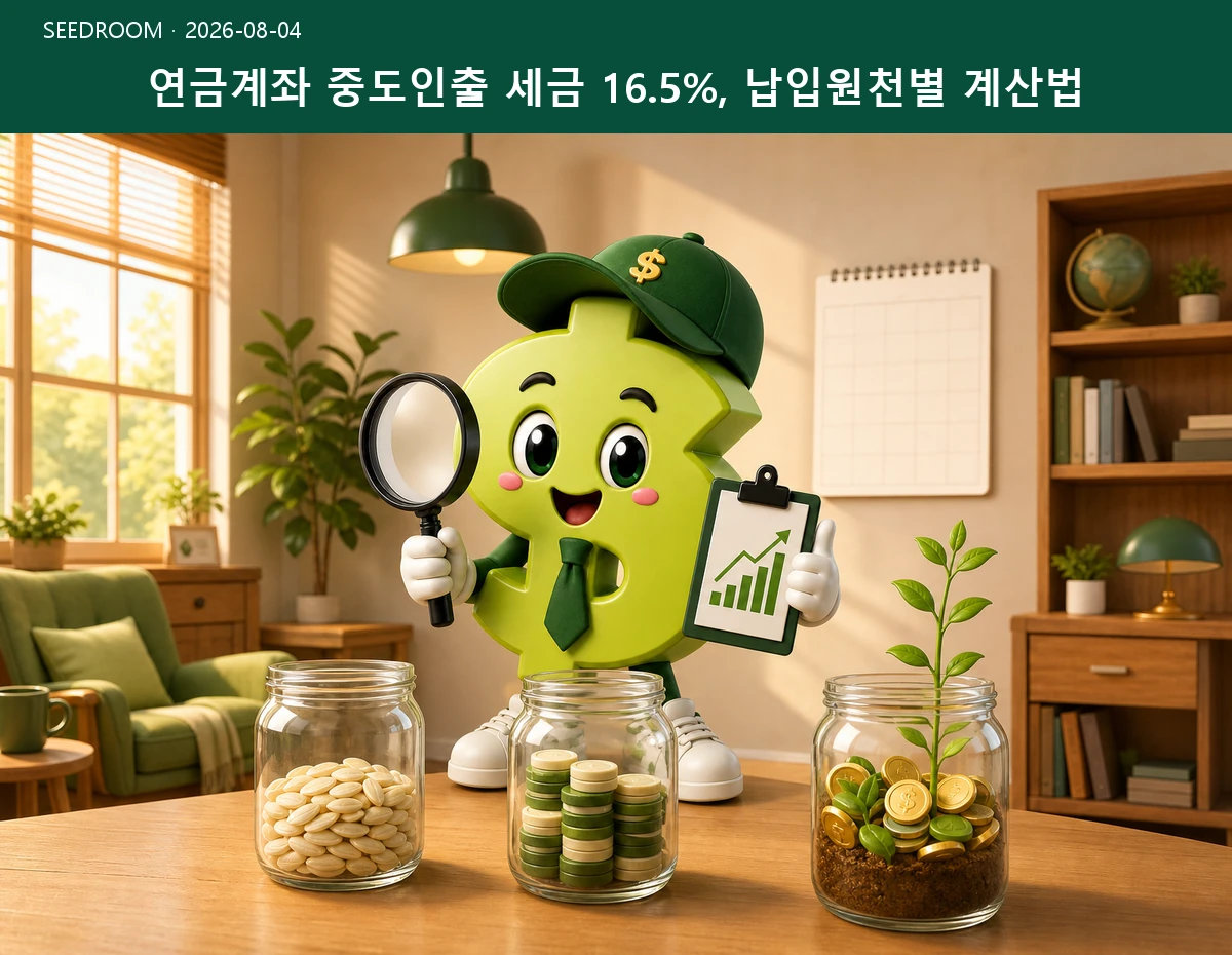 연금계좌 중도인출 세금 16.5%, 납입원천별 계산법 SEEDROOM 대표 이미지