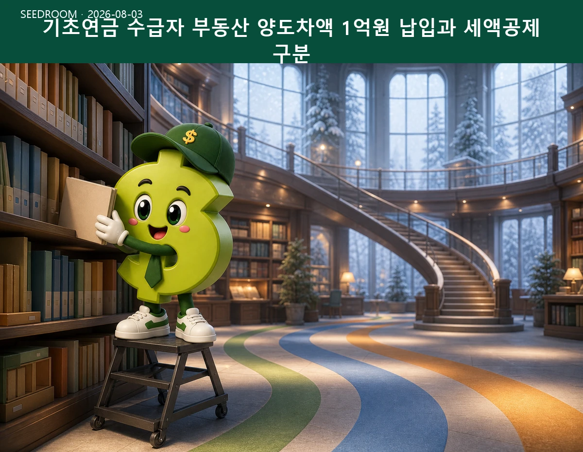 기초연금 수급자 부동산 양도차액 1억원 납입과 세액공제 구분 SEEDROOM 대표 이미지