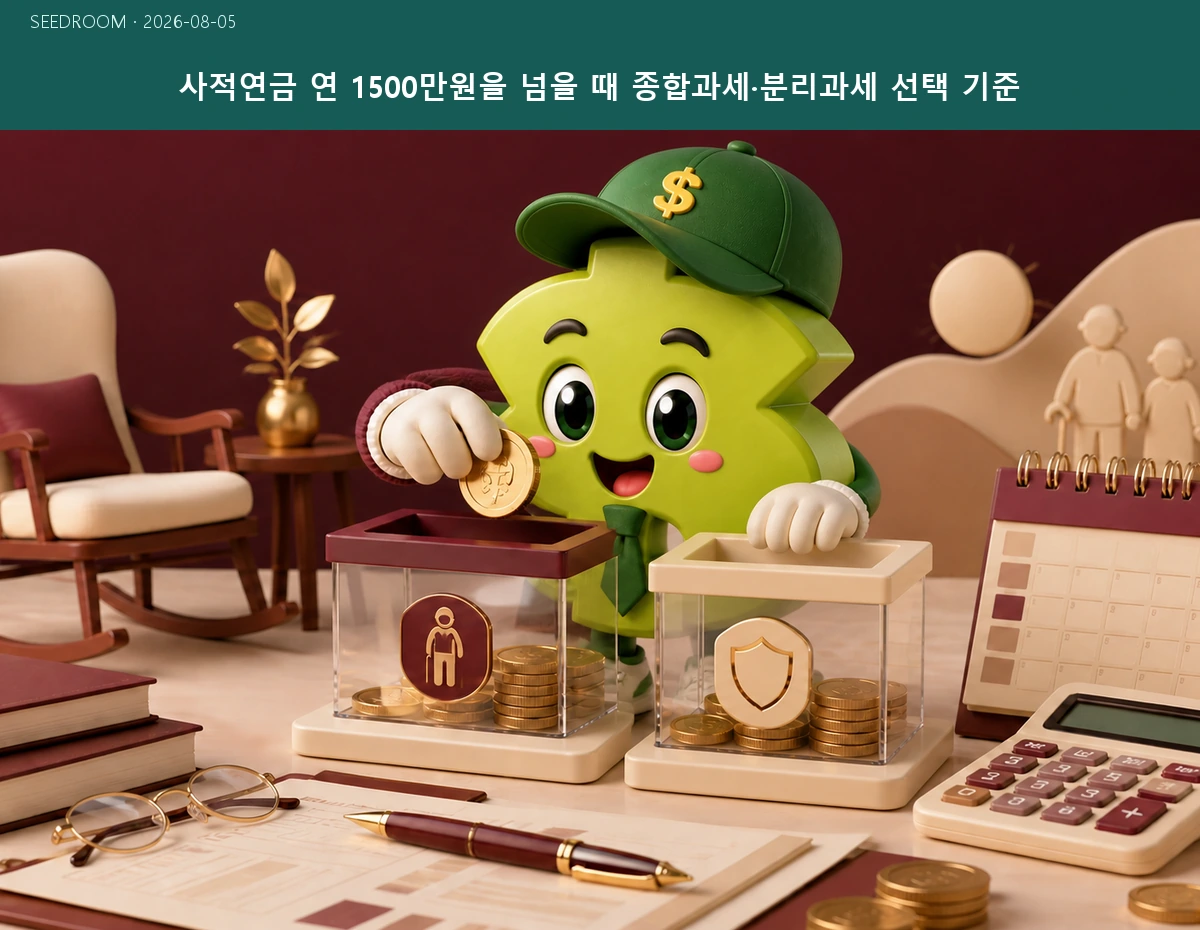 사적연금 1500만원 기준과 세금 선택을 상자로 표현한 대표 이미지