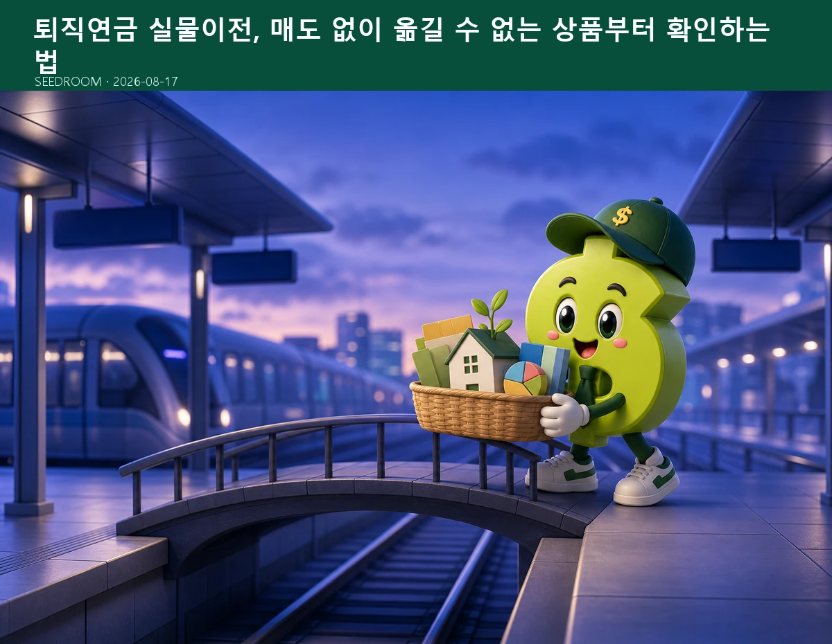 퇴직연금 자산 바구니를 다른 플랫폼으로 옮기는 SEEDROOM 달러 캐릭터