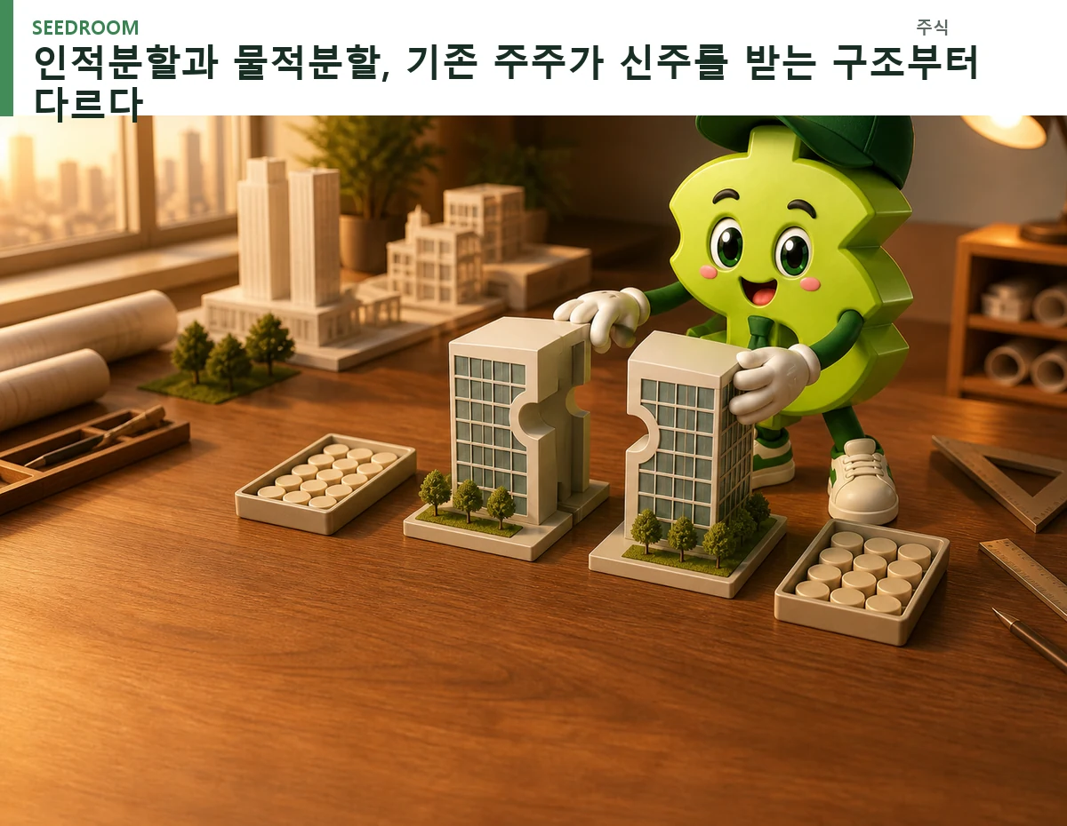 한 회사를 두 건물로 나누는 SEEDROOM 달러 캐릭터