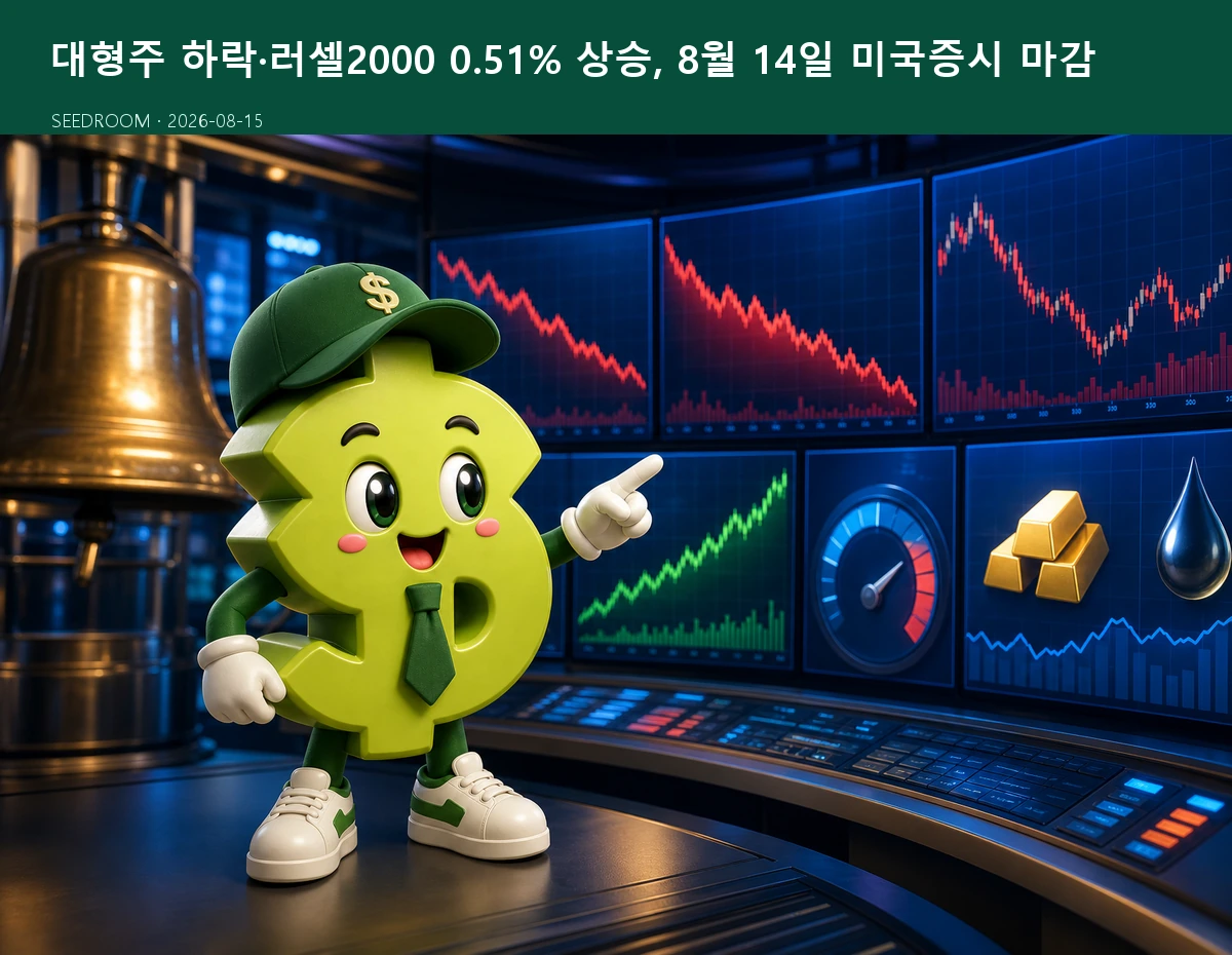 8월 14일 미국증시를 분석하는 SEEDROOM 달러 캐릭터